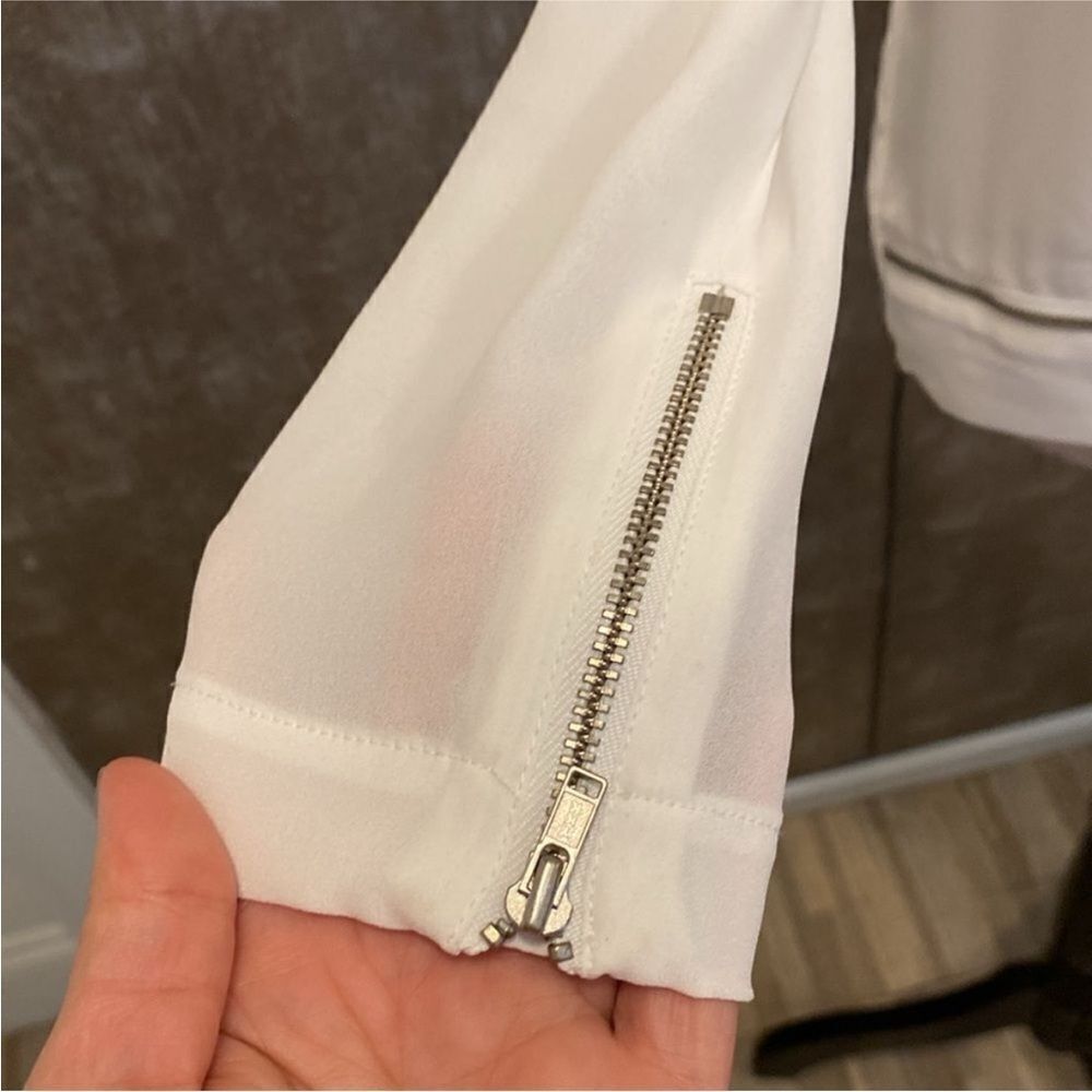 The Kooples White/ light blue Blazer blouse with Zipper Detail, XS - Picture 4 of 10